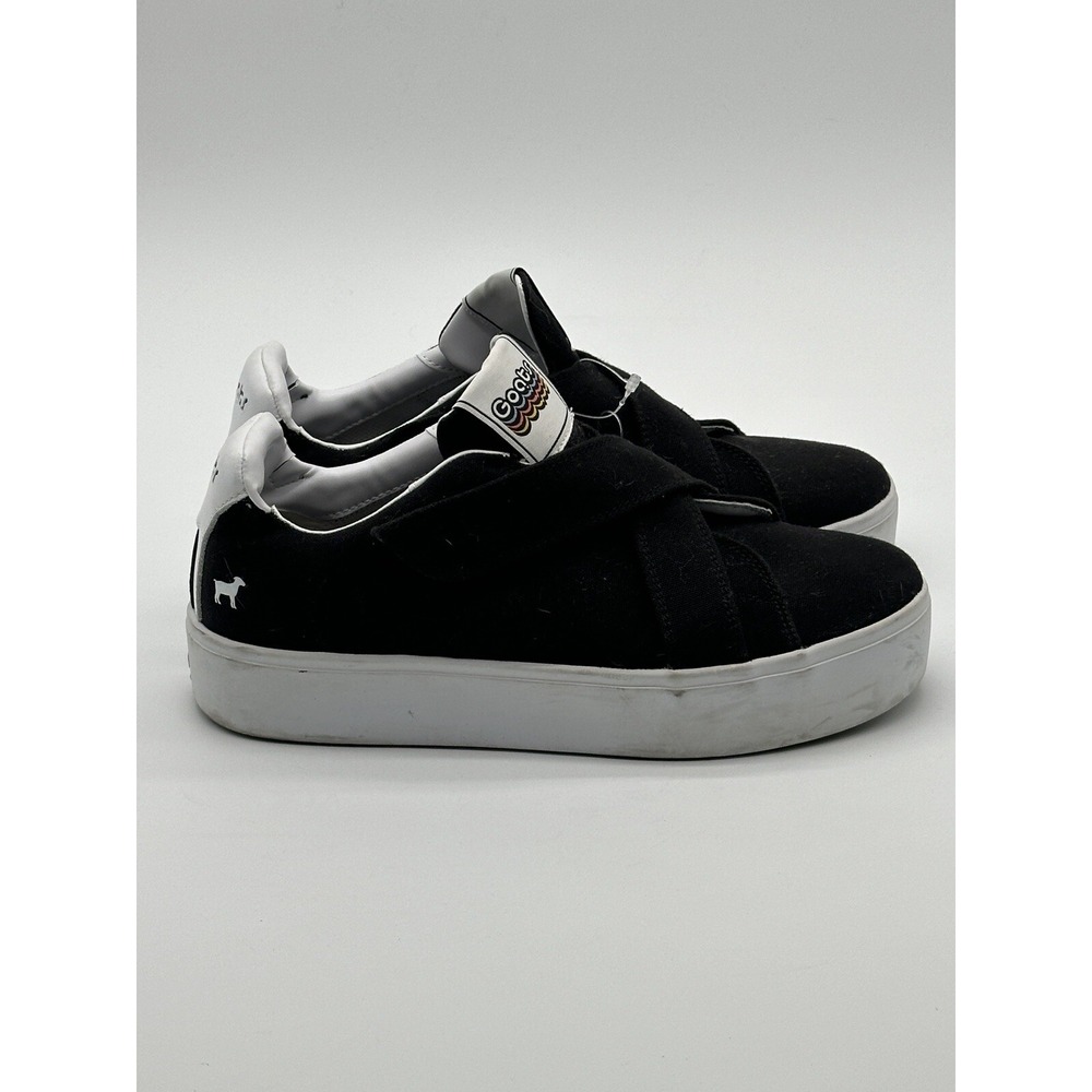 Goats Women's Black Canvas Crisscross‎ Straps Platform Slip-On Sneakers SZ 9.5